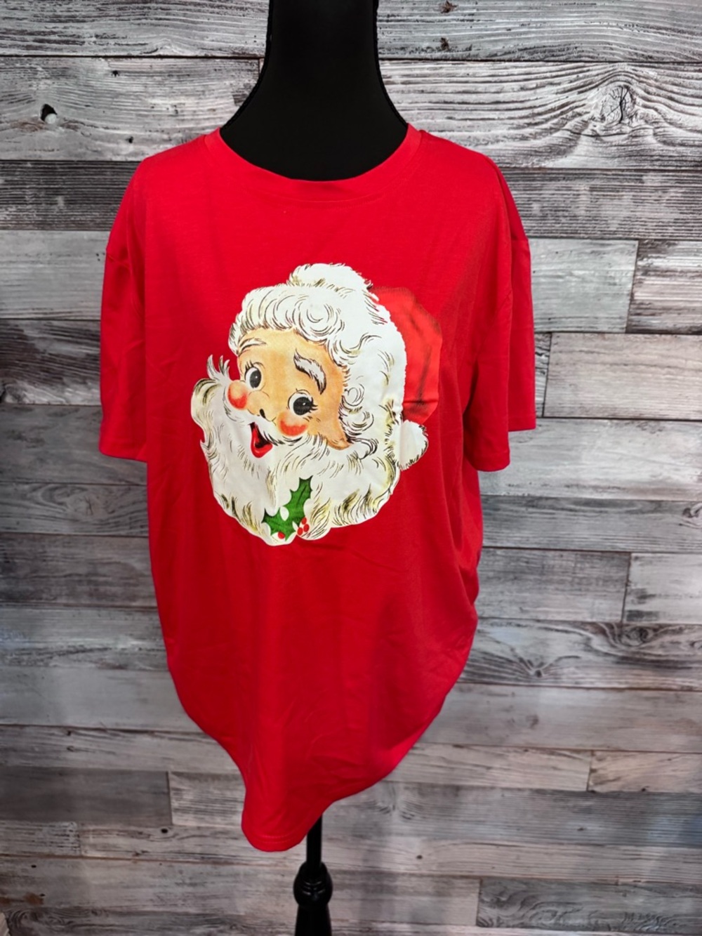 Women's Red Santa Graphic Short Sleeve Tee
